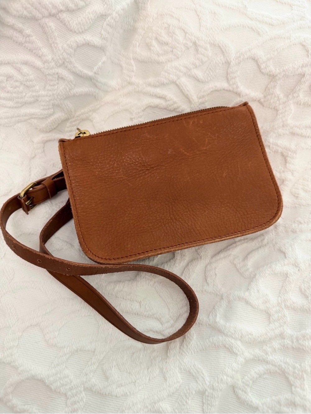 Madewell Classic Tan Leather Pouch Belt Waist Bag / Fanny Pack